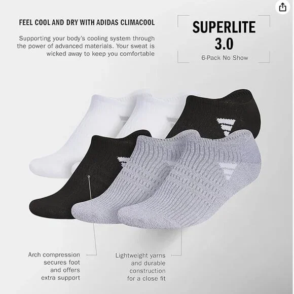 Adidas Superlite 3.0 No Show Socks (6-Pair) - Picture 2 of 4